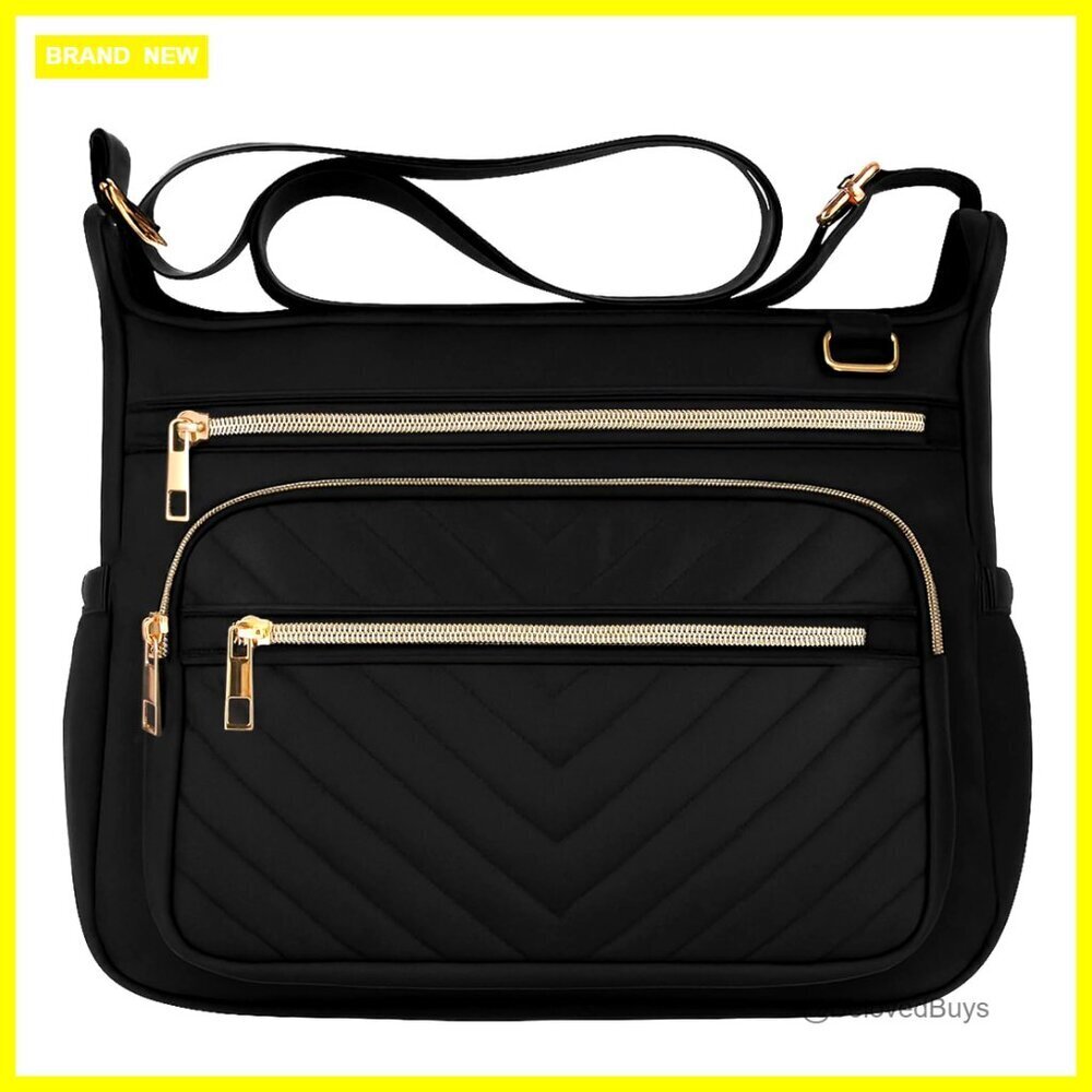 Large RFID Anti-Theft Crossbody Bag with Multiple Pockets for Travel Work